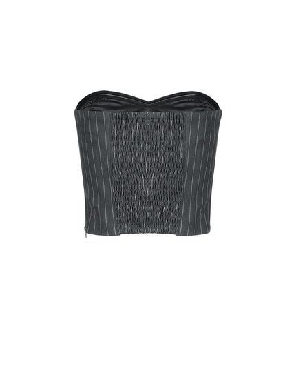 Pinstripe Bandeau Top - Grey