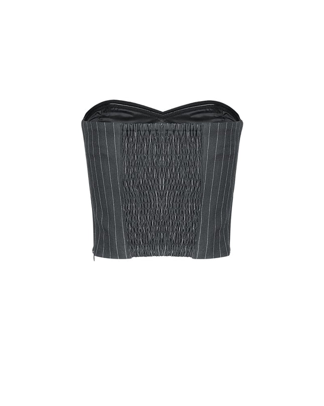 Pinstripe Bandeau Top - Grey