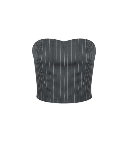Pinstripe Bandeau Top - Grey