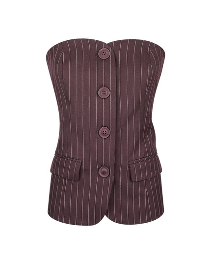 Pinstripe Corset Top - Grey