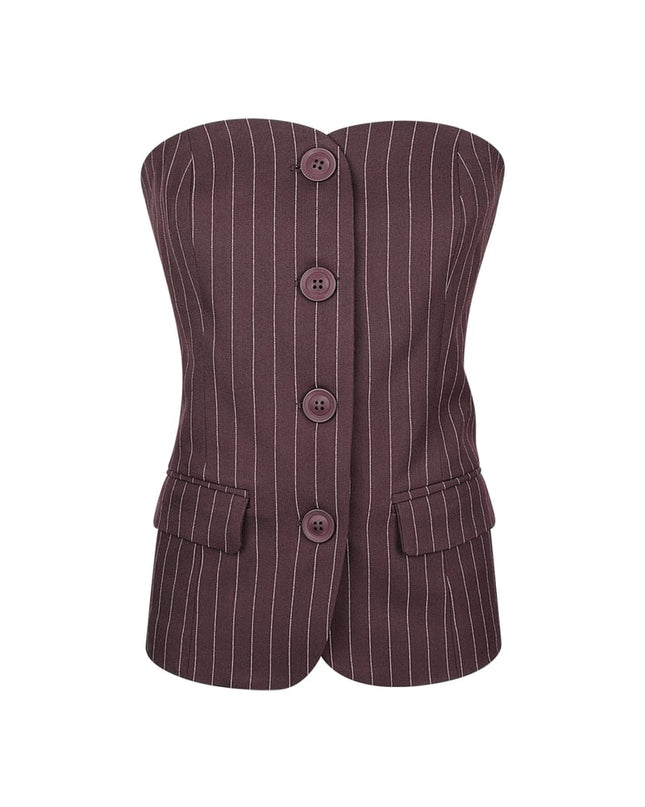 Pinstripe Corset Top - Grey