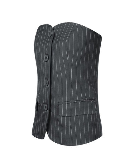 Pinstripe Corset Top - Grey