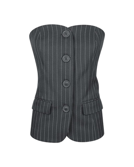 Pinstripe Corset Top - Grey