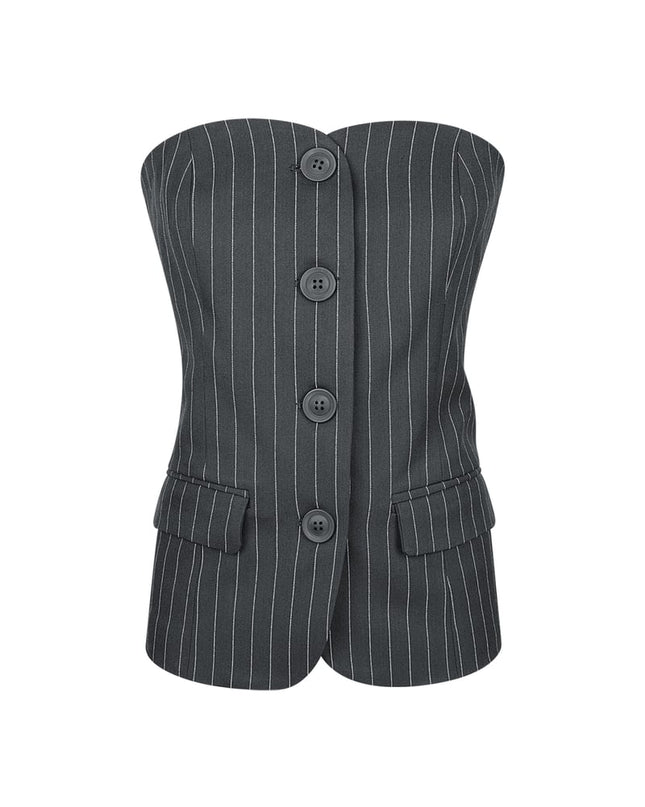Pinstripe Corset Top - Grey