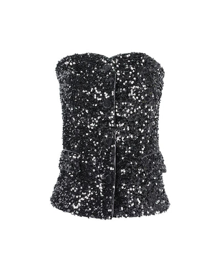 Glitter Corset Top - Black