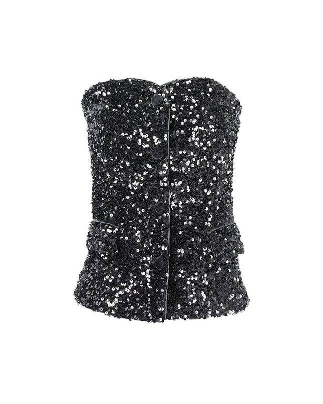 Glitter Corset Top - Black