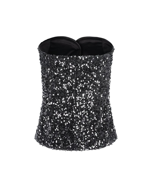 Glitter Corset Top - Black