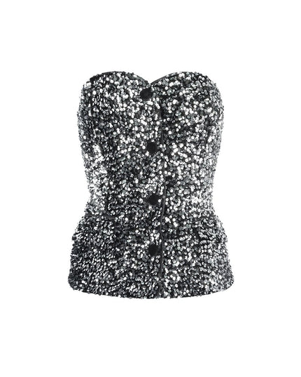 Glitter Corset Top - Black
