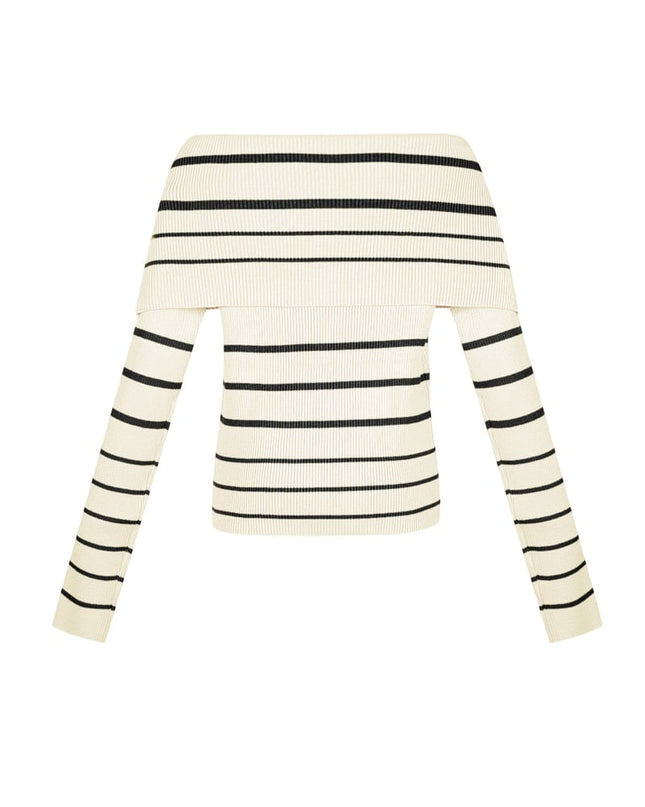 Gestreepte off shoulder top - Zwart & rood