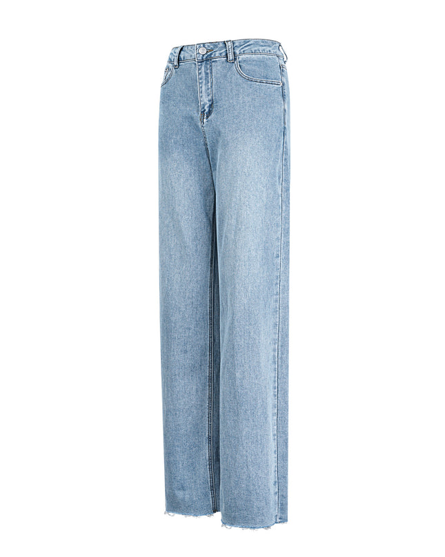 Cotton Woven Vrouwen Rechte Broek Casual Solid Color