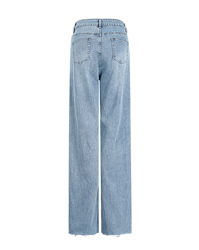 Cotton Woven Vrouwen Rechte Broek Casual Solid Color