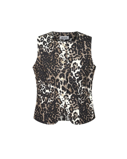 Leopard print vest - Brown
