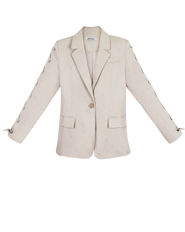 Blazer with stones and lace-up sleeves - purple