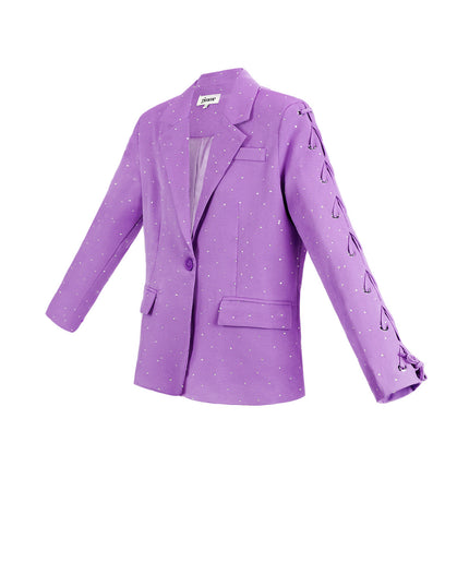 Blazer with stones and lace-up sleeves - purple