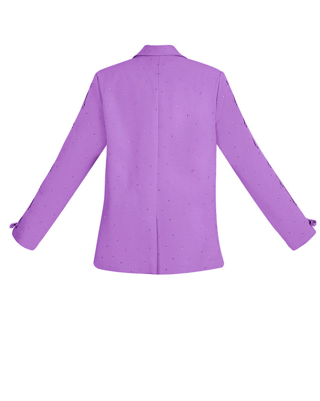 Blazer with stones and lace-up sleeves - purple
