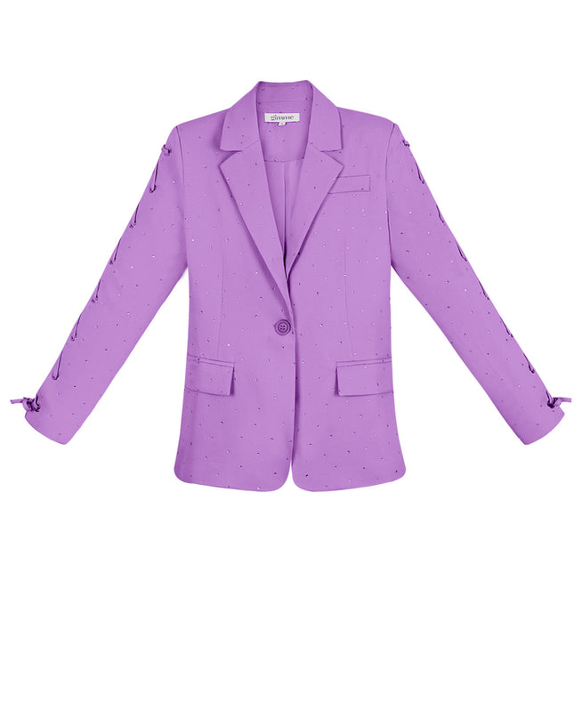 Blazer with stones and lace-up sleeves - purple