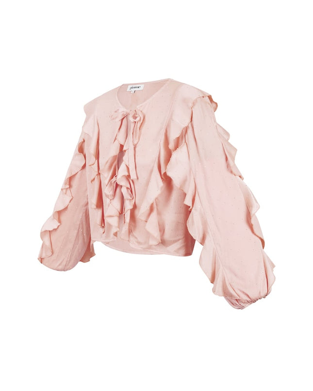 Blouse with ruffles - light pink