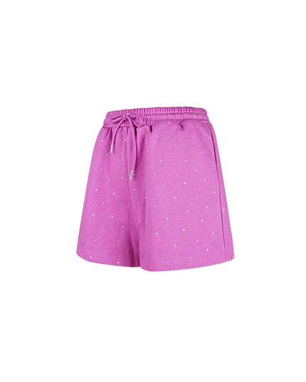 Jogging fabric shorts with studs - Pink