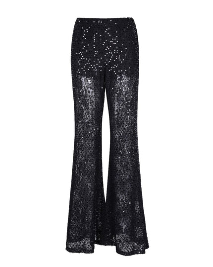 Lace pants with glitter - black