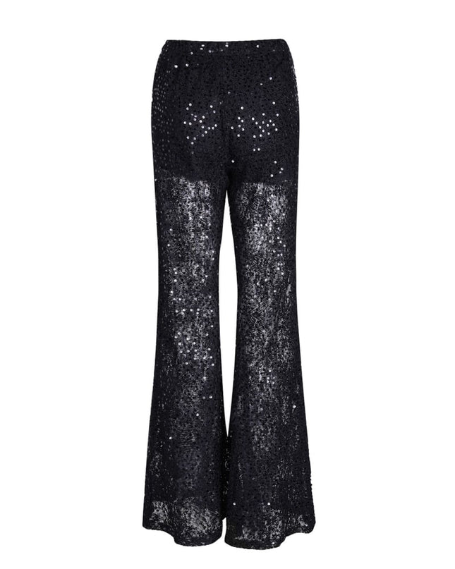 Lace pants with glitter - black