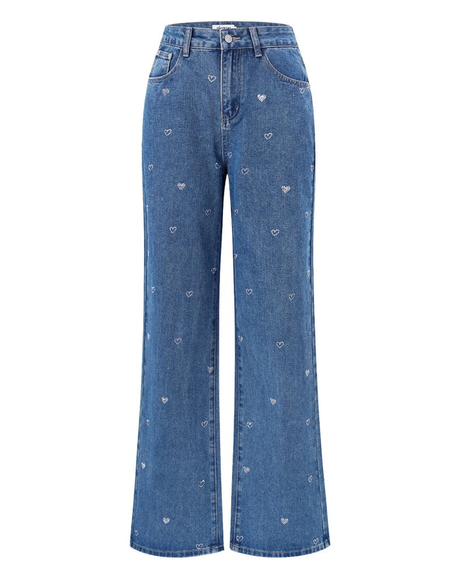 Denim jeans glitter heart