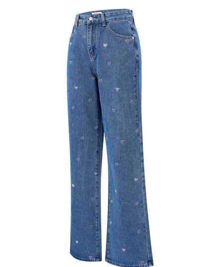 Denim jeans glitter heart