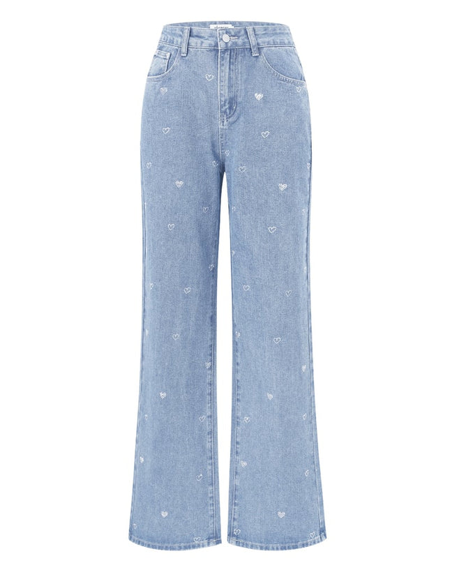 Denim jeans glitter heart