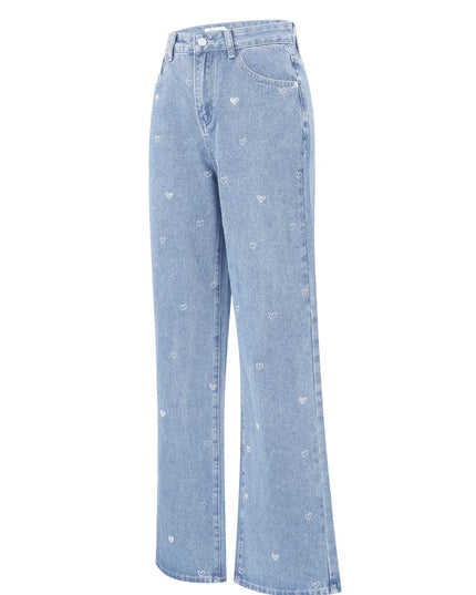 Denim jeans glitter heart