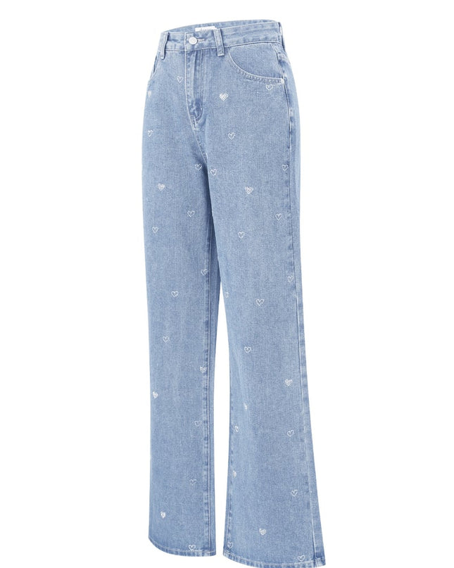 Denim jeans glitter heart