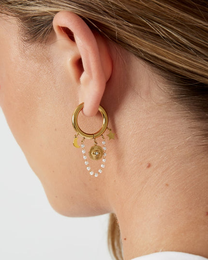 Parel maan oorbellen