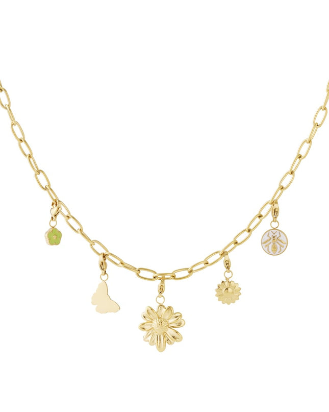 Gedetailleerde bloemen DIY ketting