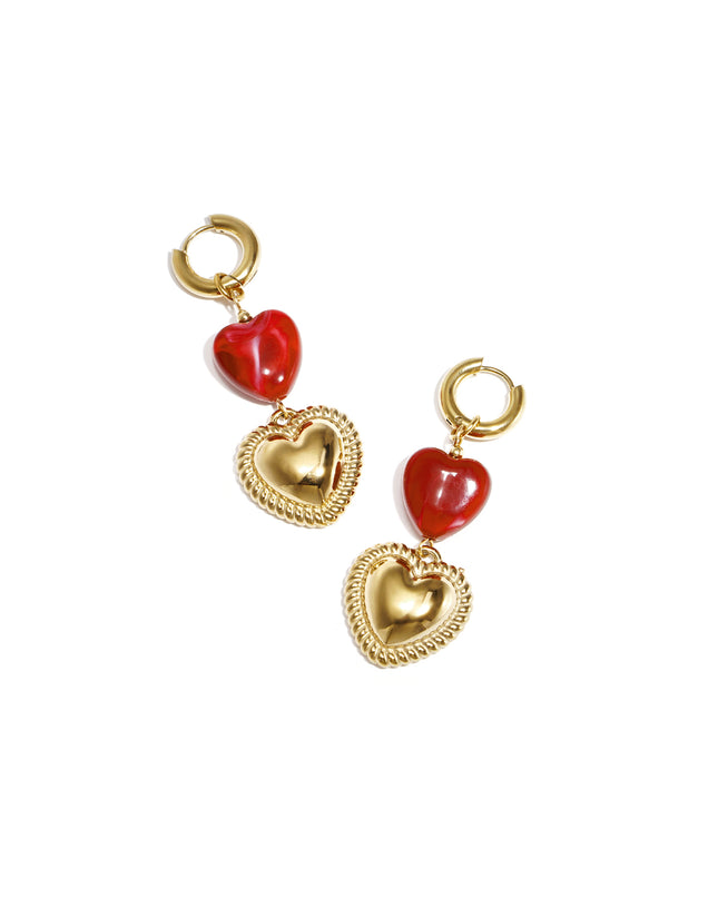 Oorringen met hangers in hart vorm