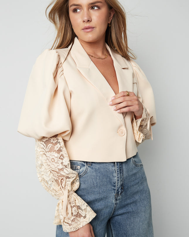 Trendy Short Blazer With Lace