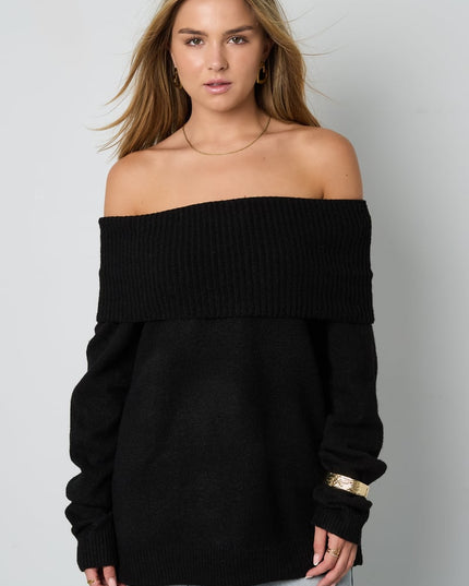 Off the shoulder basic sweater