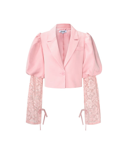 Trendy Short Blazer With Lace