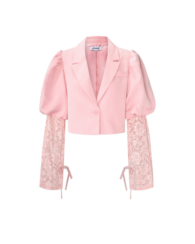 Trendy Short Blazer With Lace
