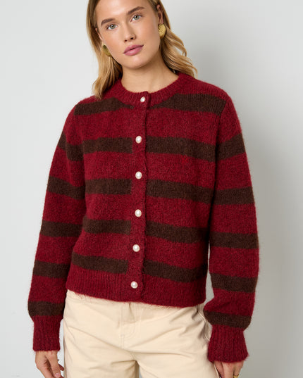 Gebreide Polyestervezel Vrouwen Cardigan Casual Strepen