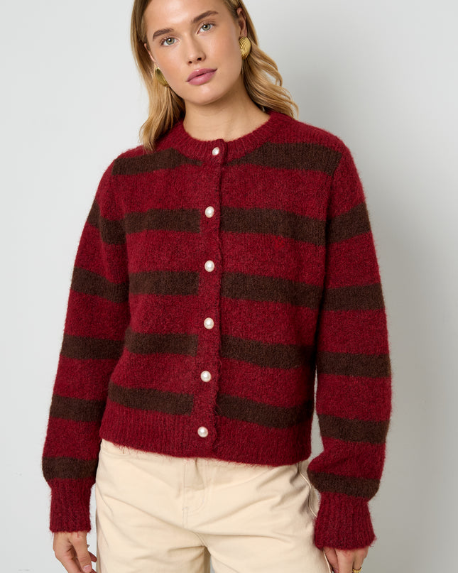 Gebreide Polyestervezel Vrouwen Cardigan Casual Strepen