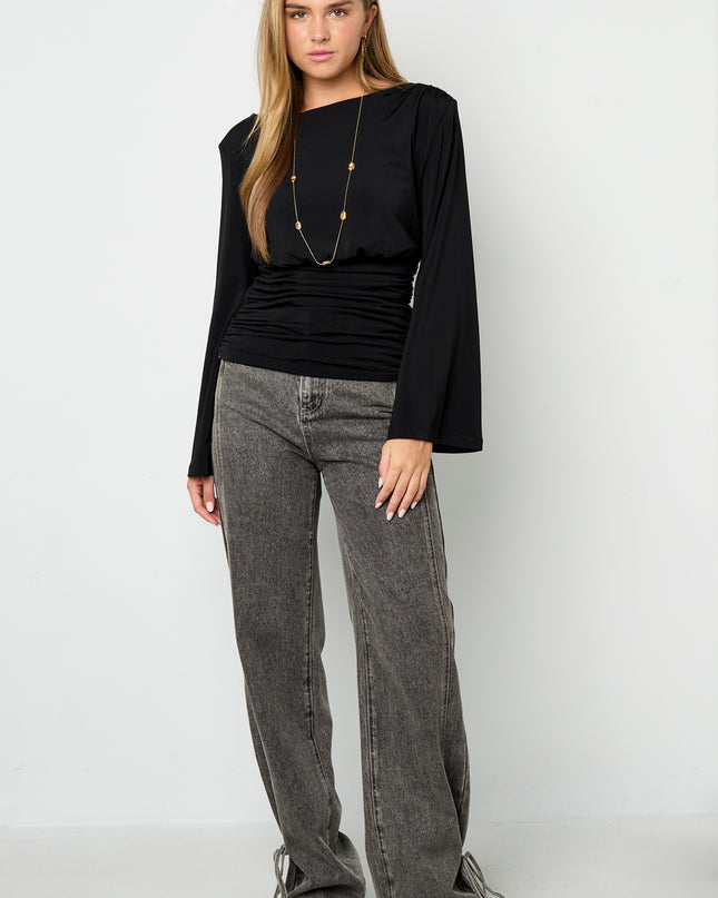 Fitted top with flared sleeves