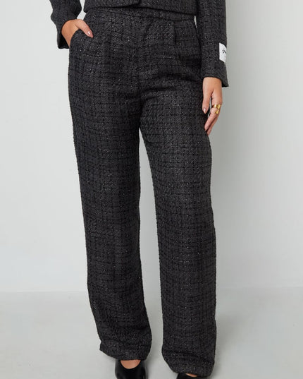 Polyester fiber (polyester) Straight pants Checkered Elegant Fall/Winter  Clothes