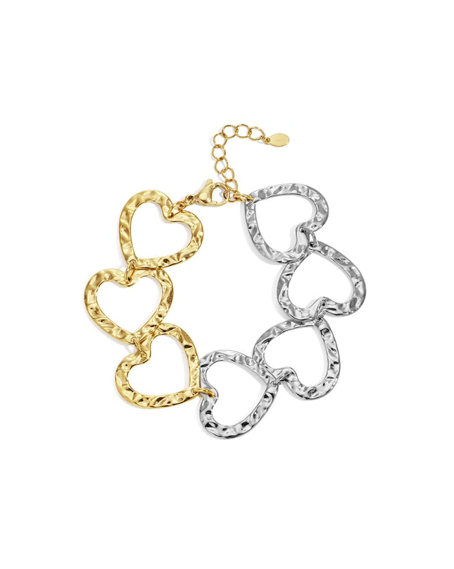 Roestvrijstalen kettingarmbanden met hart, casual, dagelijks, eenvoudig, serie, damessieraden