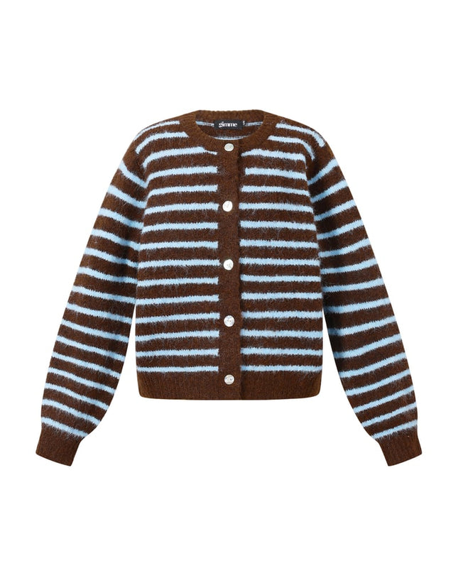 Polyester fiber (polyester) Knit cardigan Stripes Casual Fall/Winter  Clothes
