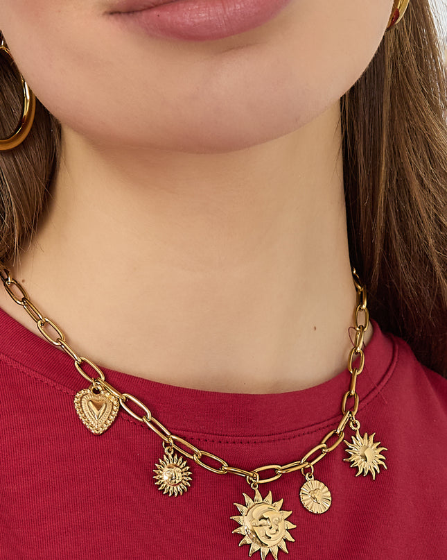 Roestvrijstalen hangerkettingen met hartvormige hanger, casual en eenvoudig model, dames sieraden.