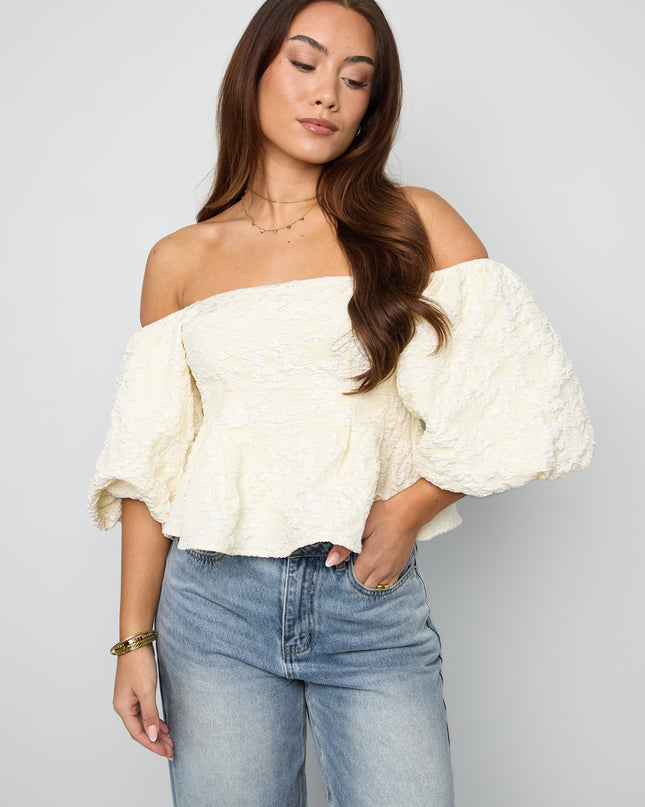 pof mouw top met textuur