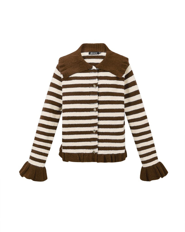 Polyester fiber (polyester) Knit cardigan Stripes Casual Fall/Winter  Clothes