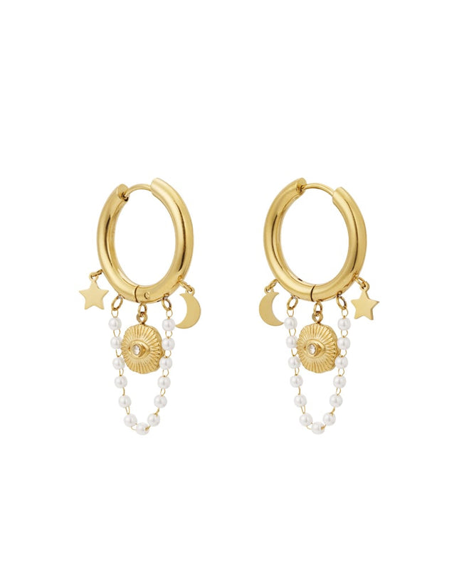 Parel maan oorbellen