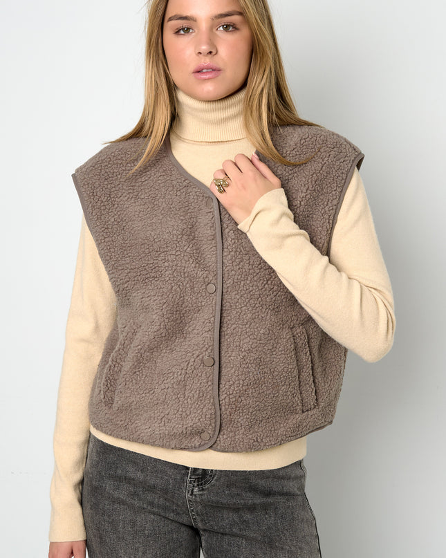 Geweven Polyestervezel Vrouwen Vest Casual Solide Kleur Herfst/Winter
