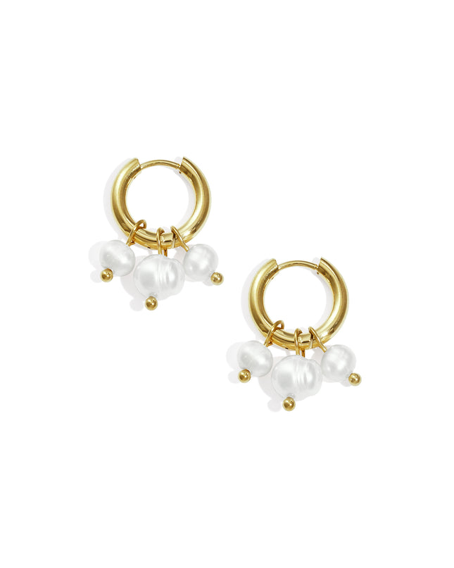 Oorbellen met bungelende parels Stainless Steel