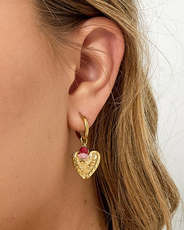 Oorbellen met hart en kralen