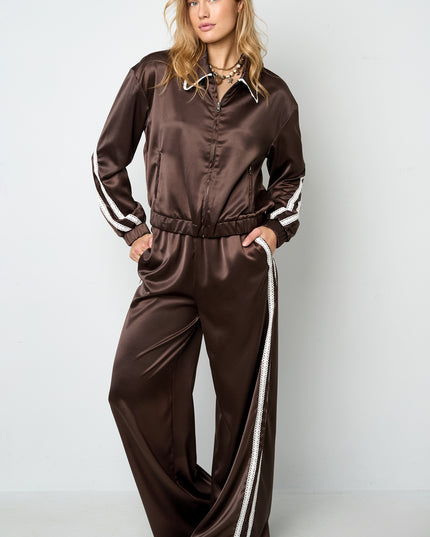 Sportieve broek met satijnen look